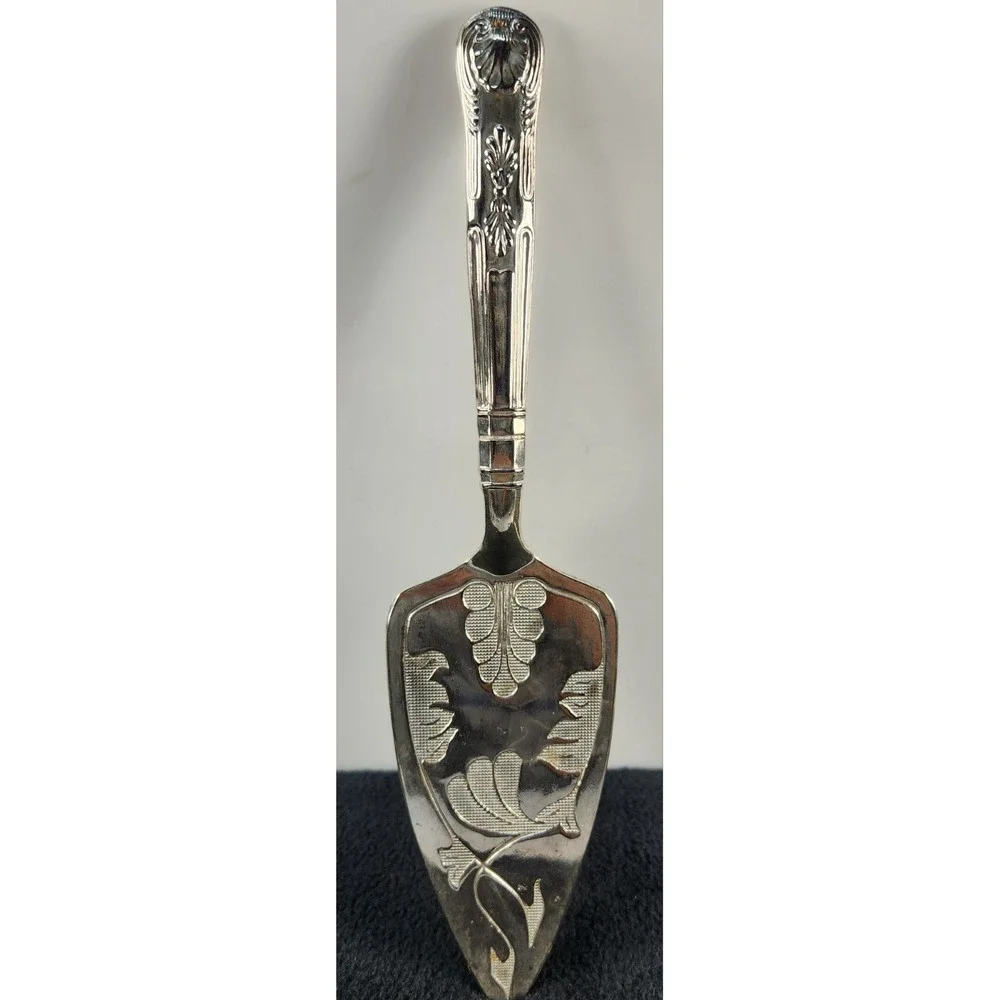 Vintage Serving Utensil Pie Cake Spatula Silverplated Floral Design